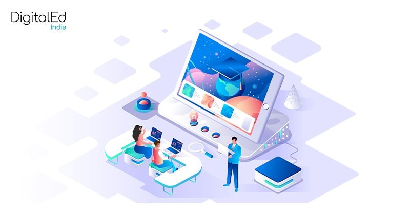 Students learning online on digital platform